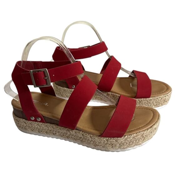 Soda Women's Bryce 2 Espadrille Platform Sandal Comfort Strappy Size 10 Red - Picture 2 of 5